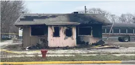  ?? MANNY RAMOS/SUN-TIMES ?? This is what’s left of what was last known as Tom’s Truck Stop Restaurant, 2701 E. 130th St. The building burned Monday morning.