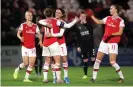  ??  ?? Arsenal are due to play Paris St-Germain in Spain in the Champions League quarter-finals. Photograph: James Chance/Getty Images