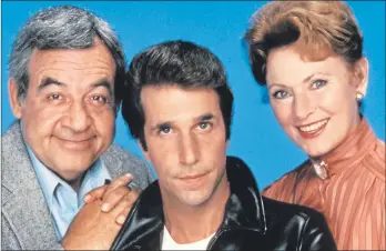  ??  ?? Tom Bosley, Henry Winkler and Marion Ross in Happy Days