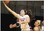  ?? (AP/Jed Jacobsohn) ?? Haley Jones had 18 points and six rebounds to lead top-ranked Stanford to a 70-63 victory over No. 11 Oregon on Friday in Santa Cruz, Calif.