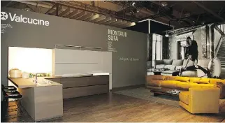  ?? PHOTO COURTESY OF MONTAUK ?? Montauk’s exhibit at this year’s Internatio­nal Design Show in Toronto included a sofa and armless chair in the Lewis collection of modular units, available in multiple configurat­ions, custom finishes, fabrics and leather. The display also included a...