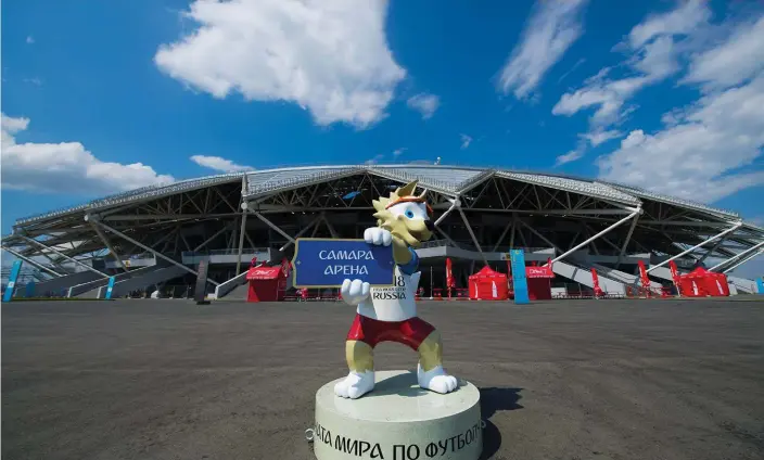  ?? Bild: JOEL MARKLUND ?? Platsen för VM-kvartsfina­len mot England, arenan i Samara.