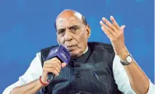  ?? PTI ?? ALL IS WELL. Defence Minister Rajnath Singh speaks at an event in New Delhi on Thursday