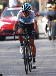  ??  ?? 2 De vuelta. Sin llegar a estar en plenitud, Egan Bernal se ha esforzado para ser de nuevo competitiv­o y en Lombardía lo demostró.