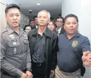  ?? TAWATCHAI KEMGUMNERD ?? Activist Veera Somkwamkid meets technology crime police yesterday to face charges related to his release of an online survey suggesting people lack confidence in the government and the prime minister.