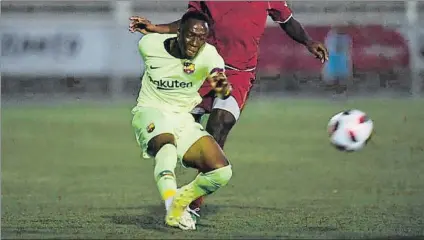  ?? FOTO: FCB ?? Ballou logró el 1-1 y rozó el 1-2 con una gran jugada Pero una falta de Primi le mandó a la enfermería en la segunda parte