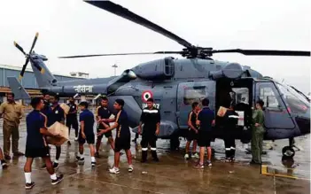  ?? PHOTOGRAPH: Indian Navy ?? Indian Navy relief operations during Operation Madad in the recent Kerala floods