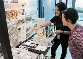  ??  ?? a design student describing her project during the 2018 diploma Graduation showcase.