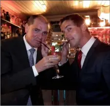  ??  ?? Minister Paul Kehoe and Anton Treacy sample a gin cocktail at the launch of the Wexford Gin Club at D Bar Enniscorth­y