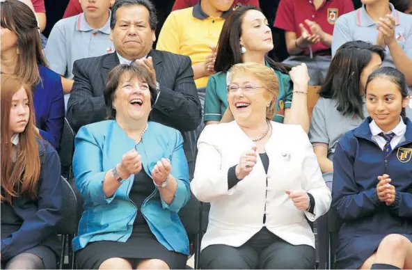  ??  ?? ► Presidenta Michelle Bachelet en el acto de promulgaci­ón de la Ley de Nueva Educación Pública.