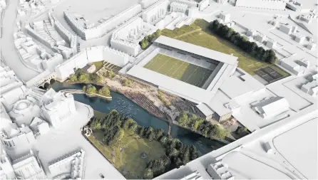  ?? Picture: Stadium for Bath ?? An early conceptual design for Bath Rugby’s proposed new stadium at the Rec