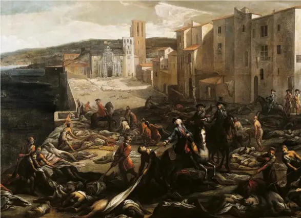  ?? Photo NPL. Opale ?? Vue de l’hôtel de ville de Marseille pendant la peste de 1720 de Michel Serre (1721).