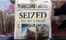  ?? John Hanna/AP ?? A stack of the latest weekly edition of the Marion County Record. The newspaper’s front page was dedicated to two stories about a raid by local police on its offices and the publisher’s home on 11 August. Photograph: