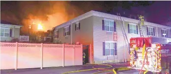  ?? RICH ROLEN/SPECIAL TO THE MORNING CALL ?? Authoritie­s say two firefighte­rs were injured in a fire Sunday at Heather Glen Senior Living in Upper Macungie Township.