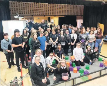  ??  ?? Tech-savvy Five schools from North Lanarkshir­e took part in the VEX robotics Scottish regional finals