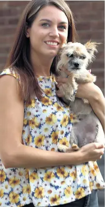  ??  ?? .
Proud owner Becky Lamb, 29, with brave Max yesterday