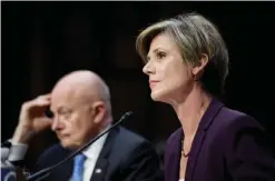  ??  ?? WASHINGTON: Former acting Attorney General Sally Yates (right) and former Director of National Intelligen­ce James Clapper testify on Monday before the US Senate Judiciary Committee on Capitol Hill. — AFP