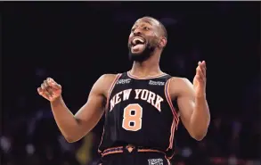  ?? Adam Hunger / Associated Press ?? Knicks guard Kemba Walker reacts against the Hawks during the second half on Saturday.