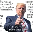  ??  ?? Trump tries to blame video games