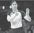  ?? NICK WASS/AP ?? Referee Natalie Sago during an NBA game between the Wizards and Pistons in 2019.