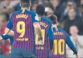  ?? FOTO: PERE PUNTÍ ?? Dembélé, Suárez y Messi están que se salen en estas primeras 17 jornadas