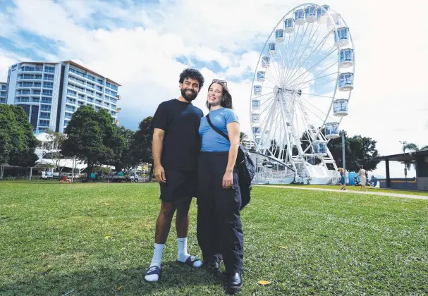  ?? ?? Tourists Kian Saber, of London, and Florence Hamilton, of Melbourne, enjoyed a ride on the Reef Eye and were surprised by how much they could see. Picture: Brendan Radke