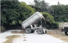  ??  ?? Gravel being delivered to the club’s site.