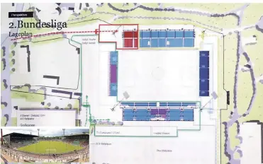  ?? RP-FOTO UND REPRO: TL ?? Der Plan zeigt die Aufteilung der Grotenburg mit vier zum Teil neu errichtete­n Tribünen.