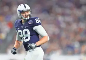  ??  ?? Tight end Mike Gesicki can pluck the ball out of the air due to his size and vertical leap and can use his speed to create separation.