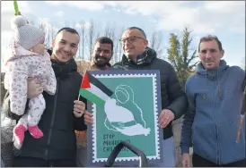  ?? (Photo: Katie Glavin) ?? RIGHT: Little Eline was among those supporting the Palestinia­n people in Fermoy on Friday, pictured with Islam, Musab, Riad and Mohammad.