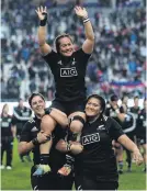  ?? PHOTO: GETTY IMAGES ?? Players carry retiring Black Ferns captain Fiao’o Fa’Amausili from the field after the match in Grenoble, France.