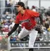  ?? JEFF GILBERT / CONTRIBUTE­D ?? Dayton pitcher Connor Phillips struck out nine over six shutout innings in a 6-2 win against the Lansing Lugnuts on Friday night. He allowed one runner past first base.