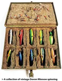  ?? ?? A collection of vintage Devon Minnow spinning lures and prepared hooks, est. £30-40