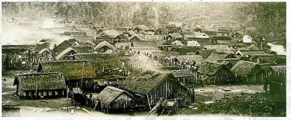  ??  ?? The South Taranaki settlement of Parihaka pictured in 1881, before the invasion by armed constabula­ry troops.