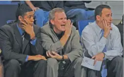  ?? STAFF FILE PHOTO ?? David Conrady, center, has been named basketball coach at McCallie. Conrady is a former head coach at Chattanoog­a Christian and a former associate head coach at UTC, where he worked under John Shulman, right. Shulman coached McCallie the past four...