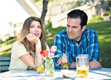  ??  ?? Sharon Horgan and Rob Delaney star in the last ever episode of Catastroph­e (above); Shaun Evans returns in Endeavour (below, left)