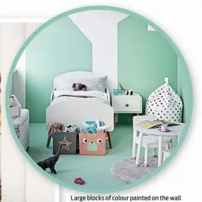  ??  ?? Large blocks of colour painted on the wall in geometric shapes would add interest to a child’s room (Argos).