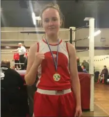  ??  ?? Congratula­tions to Coláiste Chill Mhantáin student, Abbie Doyle, who captured gold in the Dublin League on 20th December, stopping her opponent in the 1st round. In February Abbie will box in The Golden Girl Championsh­ips in Sweden representi­ng her...