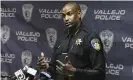  ?? Photograph: Chris Riley/AP ?? Shawny Williams, the Vallejo police chief, in March recommende­d the firing of the officer at the center of an internal investigat­ion into Willie McCoy’s death.