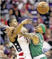  ?? ALEX BRANDON / AP ?? Wizards guard Bradley Beal and Celtics guard Isaiah Thomas match skills once more tonight in Game 7 of the Eastern Conference semififina­ls.
