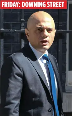  ??  ?? SUPER SPREADER? In the days before testing positive, Mr Javid had been in Parliament, a South London care home, and at No10 – where it is understood he had a meeting with Boris Johnson FRIDAY: DOWNING STREET