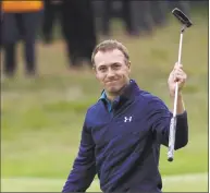  ?? Peter Morrison / Associated Press ?? Jordan Spieth celebrates winning the British Open Golf Championsh­ips at Royal Birkdale in Southport, England in 2017. Spieth is expected to compete in the 147th British Open which begins next week.