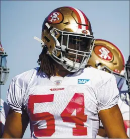  ?? SEAN LOGAN — THE REPUBLIC ?? 49ers linebacker Fred Warner was named NFC Defensive Player of the Week after recording 14 tackles and forcing and recovering a fumble against the Cardinals.