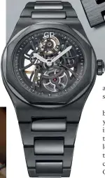  ??  ?? SCRATCH THAT The use of ceramic in the collection stemmed from the demand for more scratch-resistant timepieces, thus resulting in the Laureato Black Ceramic Skeleton