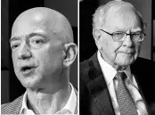  ?? PHOTO:REUTERS ?? Jeff Bezos, chief executive officer of Amazon ( left) and Warren Buffett, chairman and CEO of Berkshire Hathaway