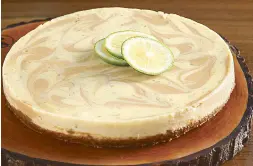  ??  ?? Say cheesecake: Jill Sandique’s dulce de leche swirled together with dayap cheesecake.