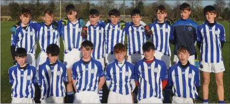  ??  ?? The Good Counsel (New Ross) squad before retaining their South Leinster Juvenile football ‘A’ title in Fenagh on Friday.