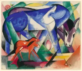  ?? (© Neue Galerie, New York) ?? Franz Marc, 1913, Gouache and pencil on paper, Private Collection, courtesy Neue Galerie New York. The First Animals,