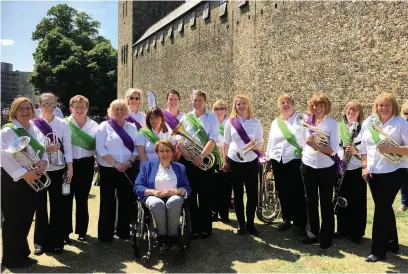  ??  ?? LMB Ladies with Baroness Tanni Grey-Thompson at Cardiff Castle celebratin­g women’s suffrage