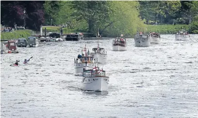  ?? Photo: GETTY IMAGES ?? A group of ‘Little Ships’ sails on the River Thames at Richmond in preparatio­n for crossing the English Channel to re-enact Operation Dynamo, the World War II evacuation of British troops from France.